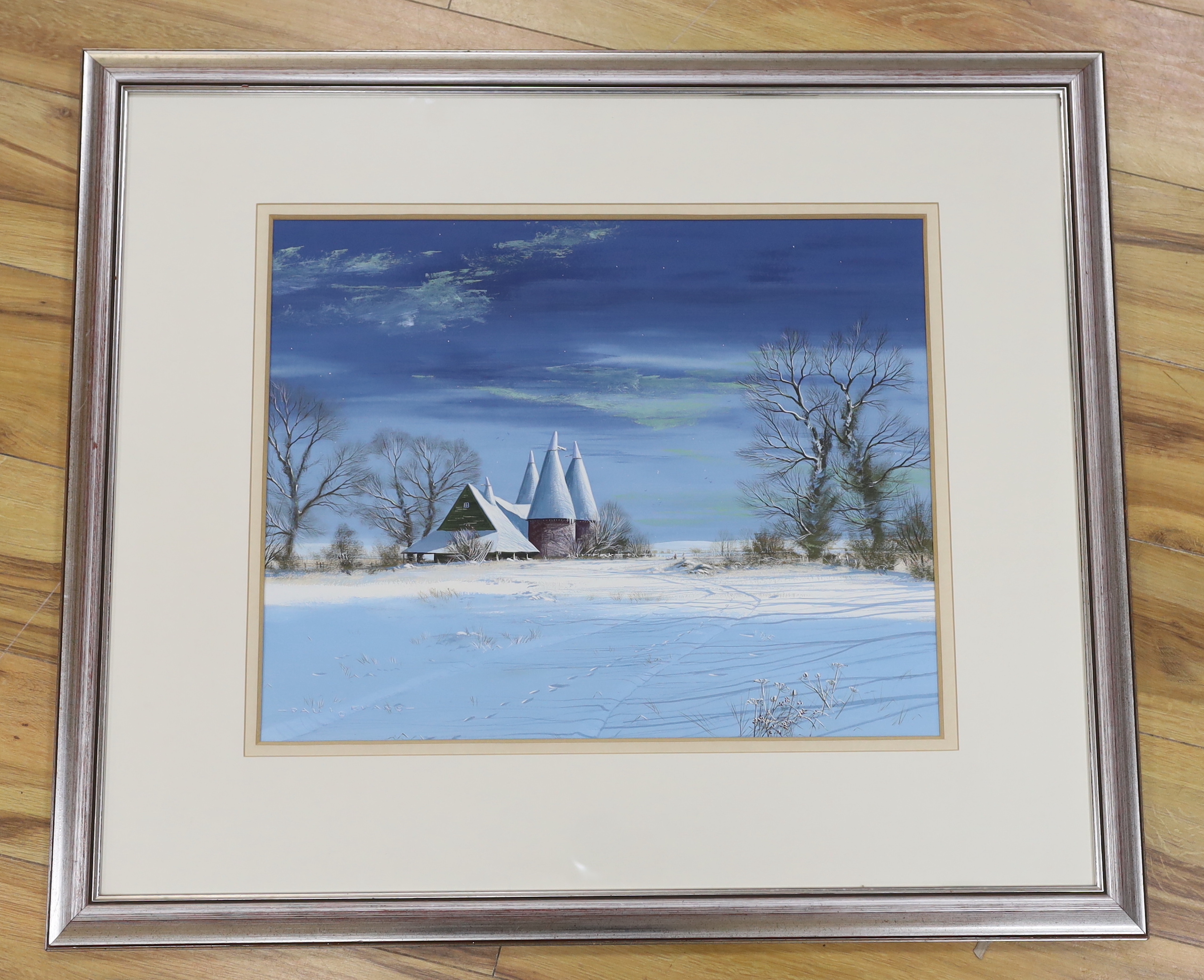 Paul Evans (b.1950), gouache, 'Winter Evening, Chiddingstone', signed, 44 x 56cm